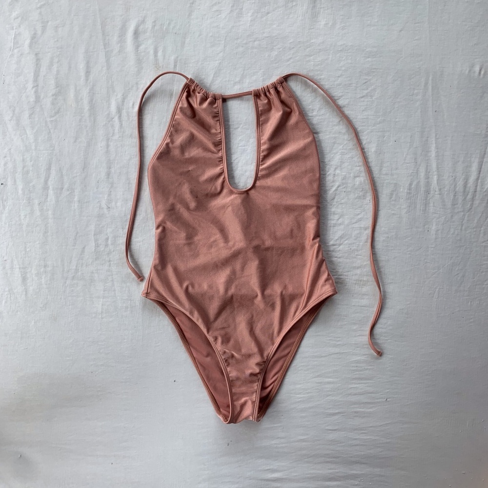Rose Gold Halter One-Piece swimsuit